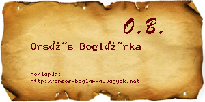 Orsós Boglárka névjegykártya
